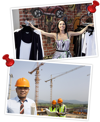 Business Woman and Construction Worker